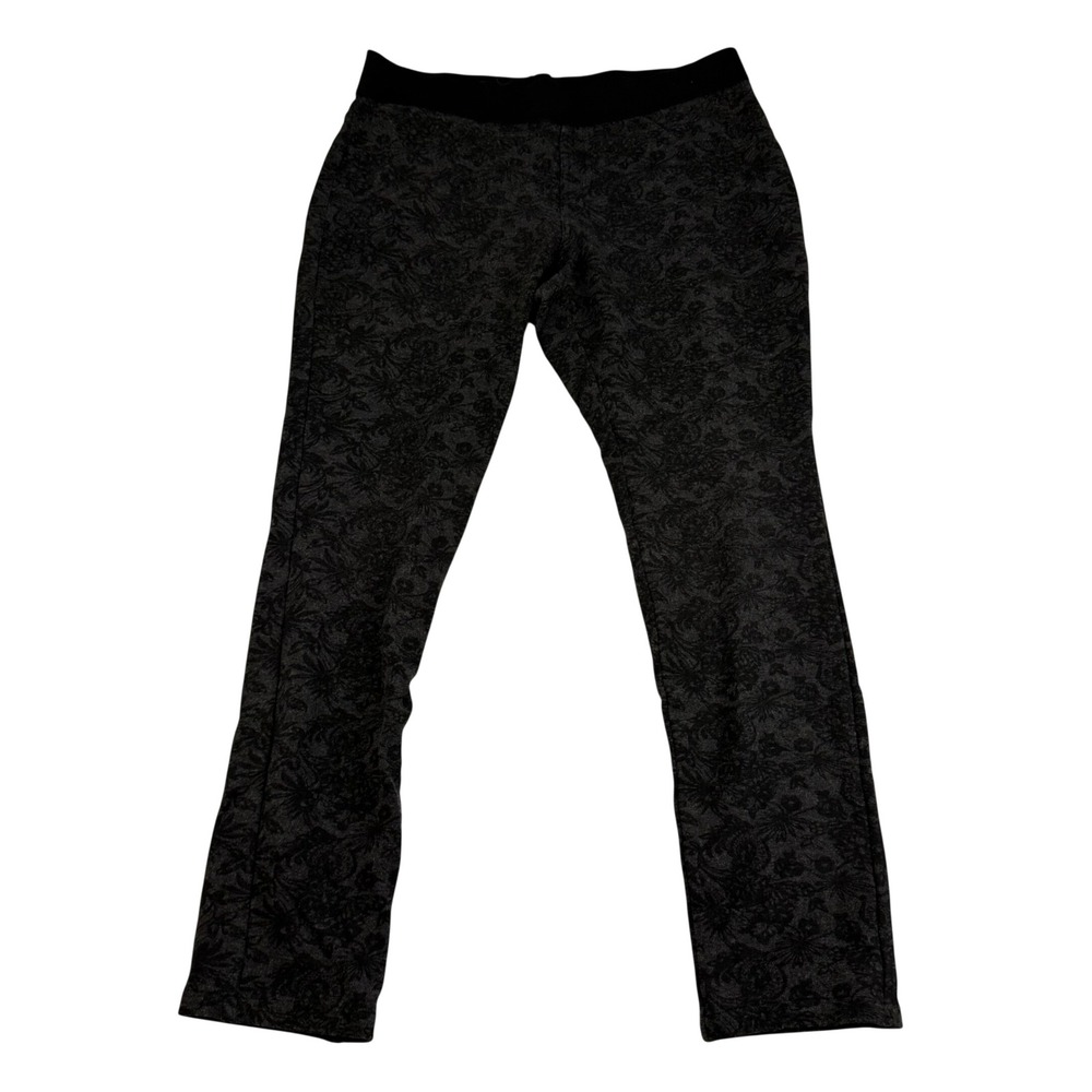 Carmen Marc Valvo Womens Grey Floral Brocade Pull On Leggings Size Medium 2168